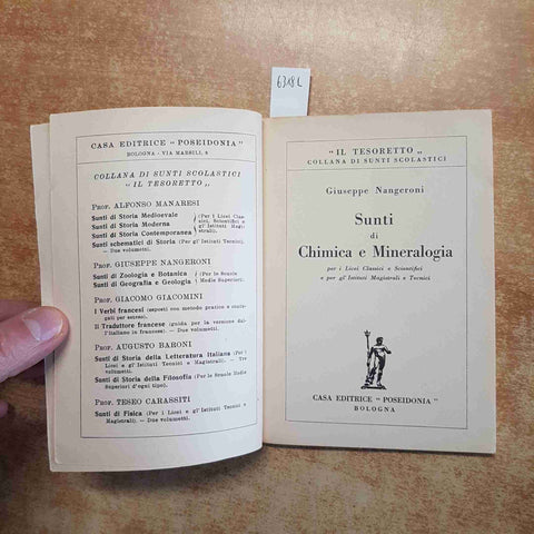 NANGERONI - SUNTI DI CHIMICA E MINERALOGIA PER LICEI 1954 POSEIDONIA BOLOGNA