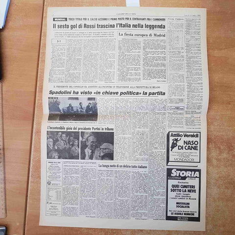 CORRIERE DELLA SERA 12 LUGLIO 1982 ANASTATICA PRIMA PAGINA ITALIA MONDIALE ROSSI