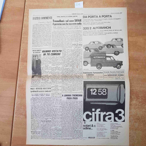 CORRIERE DELLA SERA DICEMBRE 1967 ANASTATICA PRIMA PAGINA PRIMO TRAPIANTO CUORE