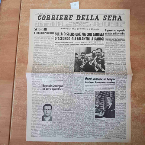 CORRIERE DELLA SERA DICEMBRE 1966 ANASTATICA PRIMA PAGINA MORTE DI WALT DISNEY