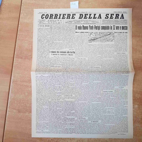 CORRIERE DELLA SERA MAGGIO 1927 ANASTATICA PRIMA PAGINA IL VOLO NEW YORK PARIGI