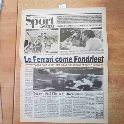 CORRIERE DELLA SERA SETTEMBRE 1988 ANASTATICA PRIMA PAGINA FERRARI SENNA MOSER