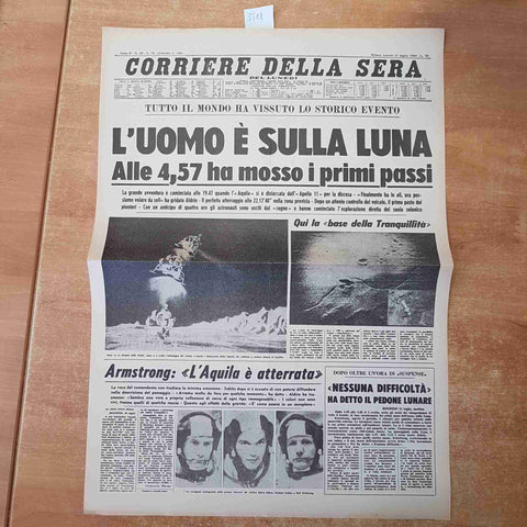 CORRIERE DELLA SERA LUGLIO 1969 ANASTATICA PRIMA PAGINA SBARCO SULLA LUNA APOLLO
