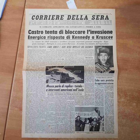 CORRIERE DELLA SERA APRILE 1961 ANASTATICA PRIMA PAGINA CUBA FIDEL CASTRO KENNED
