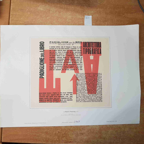 STAMPA DEPERO FUTURISTA Padiglione del Libro Grafica Tipografica ESEMPLARE D34/1