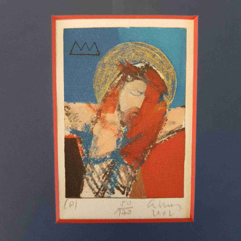 Serigrafia firmata e numerata 50/170  Cristo moderno  arte contemporanea 2002