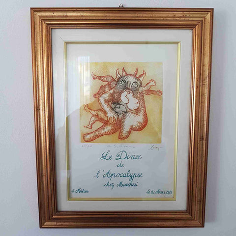 ENRICO BAJ ACQUAFORTE FIRMATA NUMERATA 68/70 1979 Le Diner Apocalypse MARCHESI