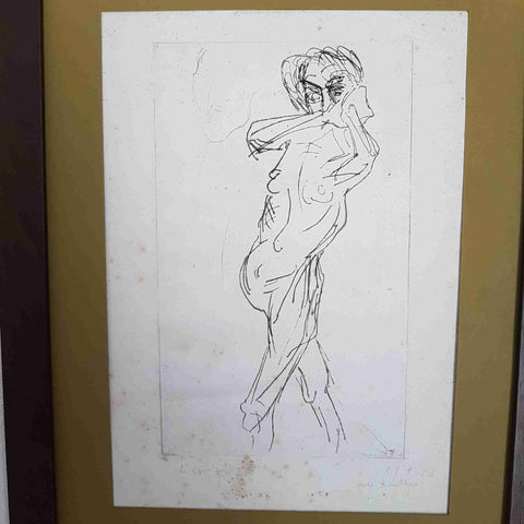 Incisione Originale 1964 LA PRIGIONIERA Disegno Firmato a Matita Arte Moderna