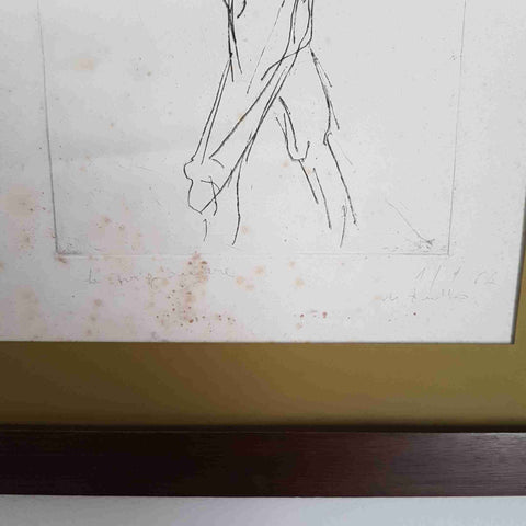 Incisione Originale 1964 LA PRIGIONIERA Disegno Firmato a Matita Arte Moderna