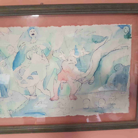 TECNICA MISTA SU CARTA CON ELEMENTI AD ACQUARELLO MARCO GHIRARDI 1994 figure