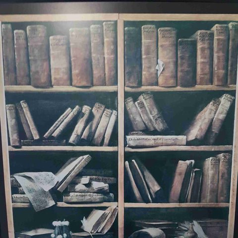 QUADRO LIBRI ANTICHI SCAFFALE MUSICA STAMPA SU LEGNO 64x84 ARREDAMENTO STUDIO