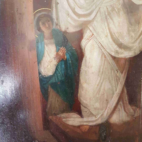 ICONA ORTODOSSA RUSSA Resurrezione di Cristo su tavola antica 35x45 STILE XIX