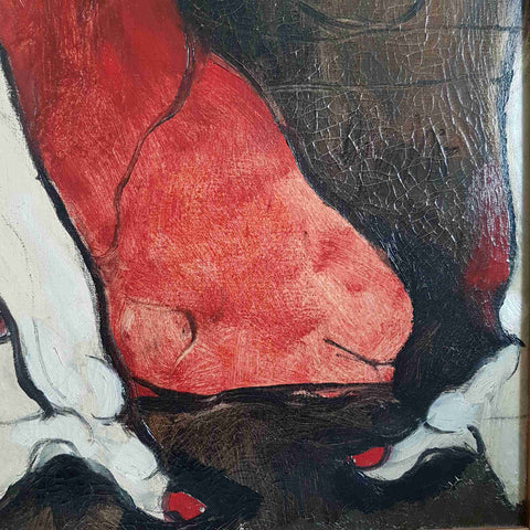 GUSTAVO DEL RIO dipinto espressionista figura femminile 62x92 OLIO SU TELA 1971