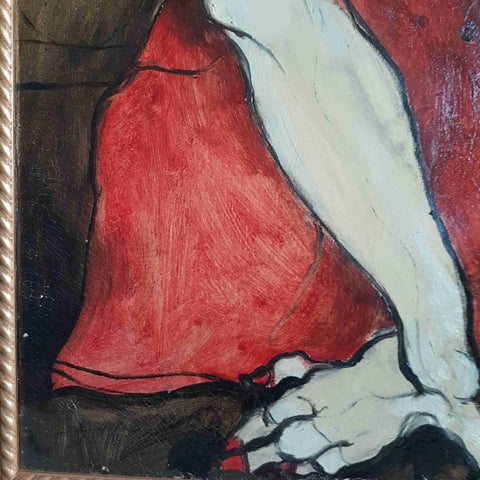 GUSTAVO DEL RIO dipinto espressionista figura femminile 62x92 OLIO SU TELA 1971