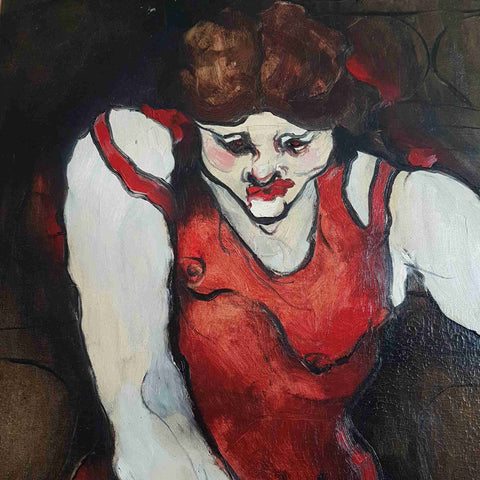 GUSTAVO DEL RIO dipinto espressionista figura femminile 62x92 OLIO SU TELA 1971
