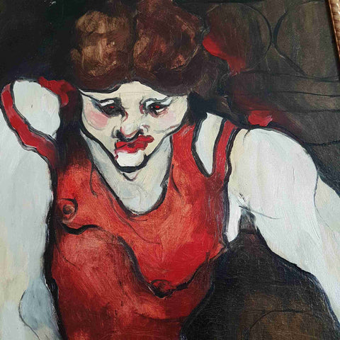 GUSTAVO DEL RIO dipinto espressionista figura femminile 62x92 OLIO SU TELA 1971