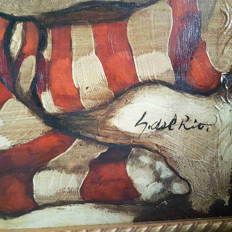 Gustavo Del Rio 1971 grande dipinto espressionista erotico figura femminile