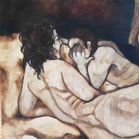 Gustavo Del Rio 1971 grande dipinto espressionista erotico figura femminile