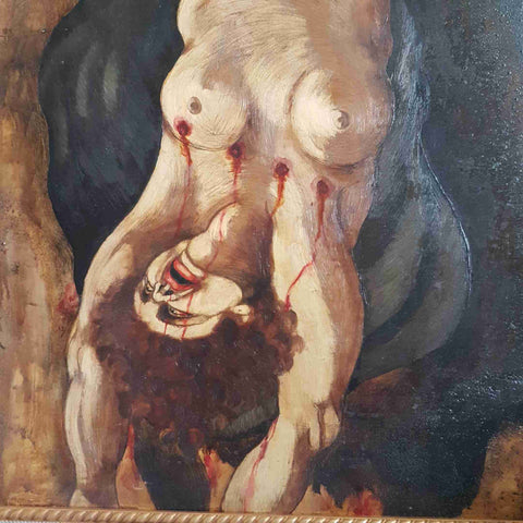 GUSTAVO DEL RIO 1971 CLARETTA grande dipinto espressionista storico 80x100