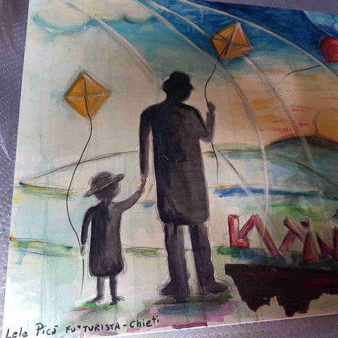 LELE PICA'  LA TINTORIA Opera Originale 80x60 Arte Contemporanea Fu*turista