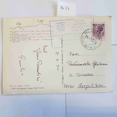 GRAN PARADISO VETTA Cartolina Viaggiata CAI Club Alpino Italiano Rifugio Vintage