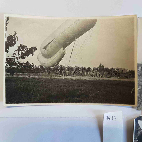 3 Foto originali WW1 Dirigibile Drachen, truppe albanesi relitto Albatros caduto