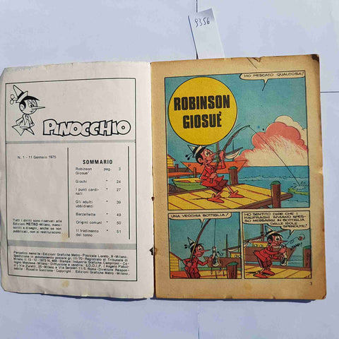 PINOCCHIO N.1 1975 Fumetto Vintage Edizioni Metro Numero 1 LIRE 200