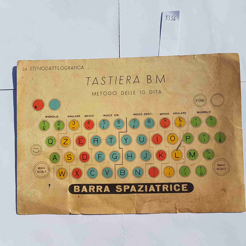 TASTIERA BM METODO 10 DITA DATILOGRAFIA VINTAGE SCHEMA DIDATTICO