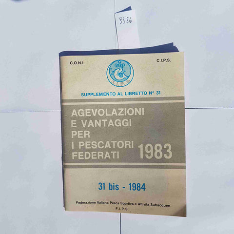 PESCA SPORTIVA IN MARE FIPS REGOLAMENTO VINTAGE 1984 FEDERAZIONE PESCA CONI