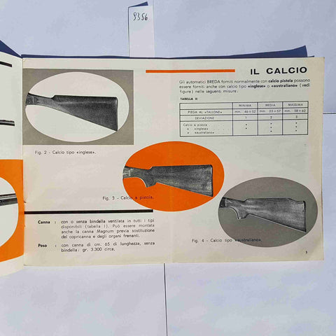 CATALOGO BREDA 1962 FUCILI CACCIA TIRO ARGUS PEGASUS VINTAGE ARMI