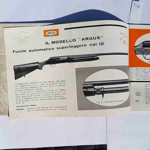 CATALOGO BREDA 1962 FUCILI CACCIA TIRO ARGUS PEGASUS VINTAGE ARMI
