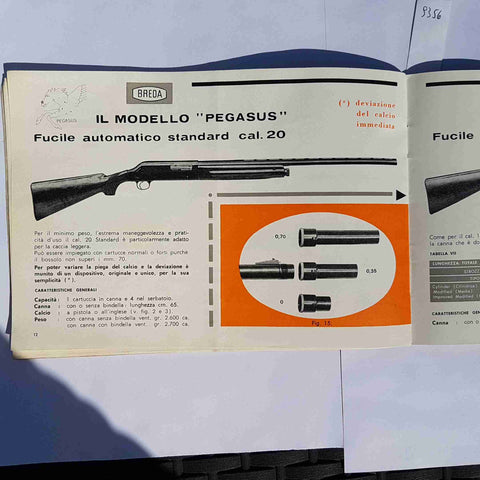 CATALOGO BREDA 1962 FUCILI CACCIA TIRO ARGUS PEGASUS VINTAGE ARMI