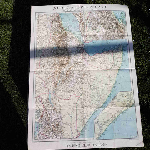 CARTA GEOGRAFICA AFRICA ORIENTALE TCI ERITREA ETIOPIA SOMALIA VINTAGE