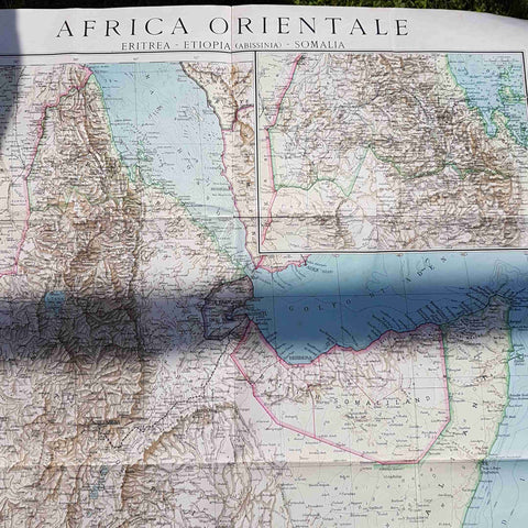 CARTA GEOGRAFICA AFRICA ORIENTALE TCI ERITREA ETIOPIA SOMALIA VINTAGE