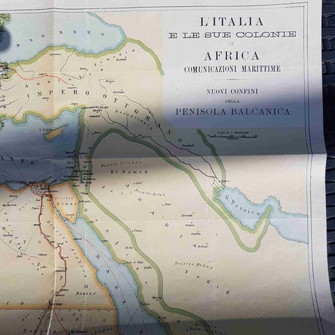 CARTA AFRICA ITALIA COLONIE MAPPA D'EPOCA PUBBLICITA OLIO AGNESI