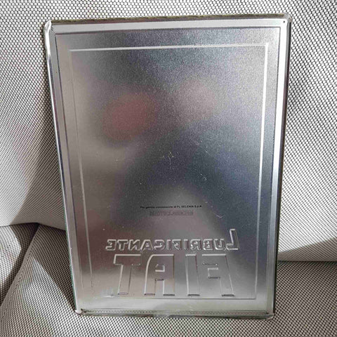 Targa FIAT Lubrificante vintage metallo 25x35 pubblicita' auto epoca LATTA CAR