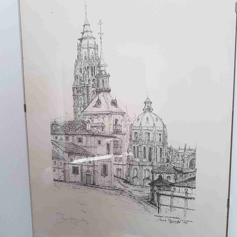 Incisione Toledo La Catedral JOSE' PEINADO 1982 numerata 7/455 50x35