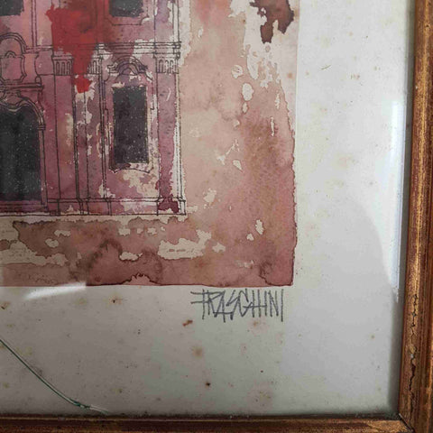 Acquerello S. QUIRICO PAVIA FRASCHINI firmato cornice 38x40 quadro arte