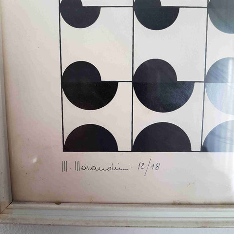 Marcello Morandini grafica numerata 12/18 arte ottica optical art 30x3O CORNICE