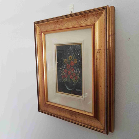 AIOLFI natura morta vaso fiori dipinto olio su tela 25x30 cornice