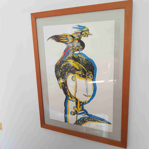 Remo Brindisi Retouche litografia ritoccata a mano 65x85 firmata quadro