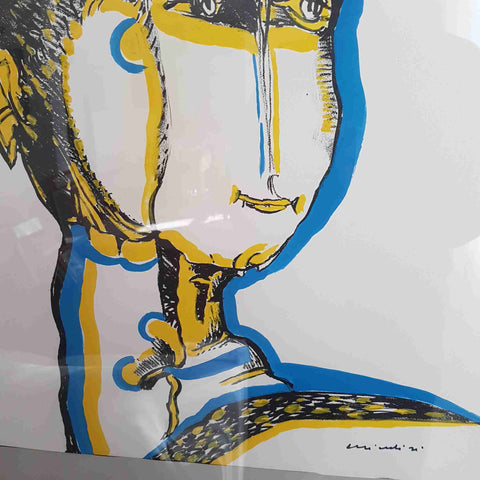 Remo Brindisi Retouche litografia ritoccata a mano 65x85 firmata quadro