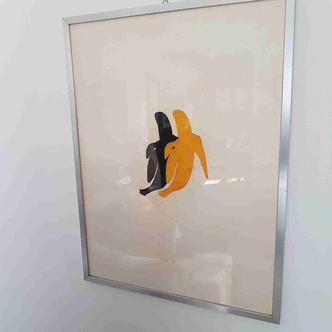 DE PAOLI Disegno originale firmato 1972 tecnica mista figura stilizzata PAVIA