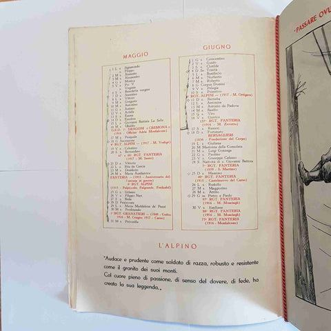 Calendario militare 1950 Fanteria illustrato esercito italiano
