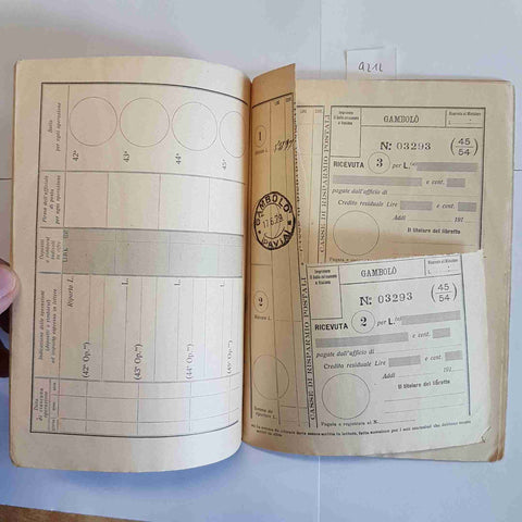Libretto casse risparmio postali 1918 Gambolo' Pavia documento storico TIMBRATO