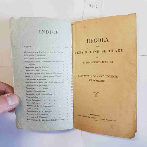 Regola Terz' Ordine Secolare San Francesco 1938 documento religioso attestato
