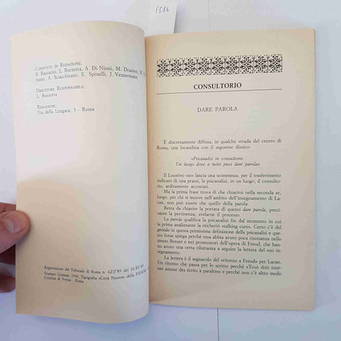 COSA FREUDIANA 1/1990 Bollettino Psicanalisi Lacan Roma Rivista GERTRUDE RATTI