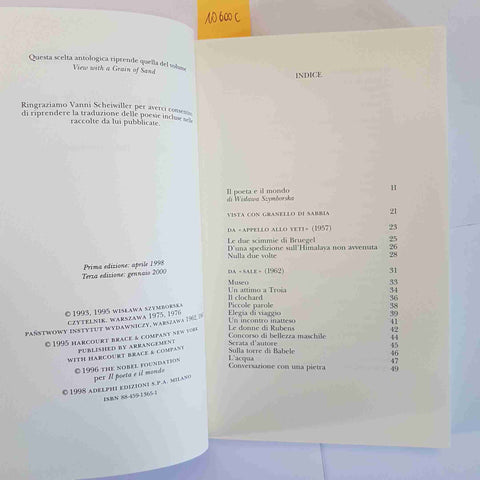 Wisawa Szymborska - Vista con granello di sabbia 2000 Adelphi 357 POESIA POESIE
