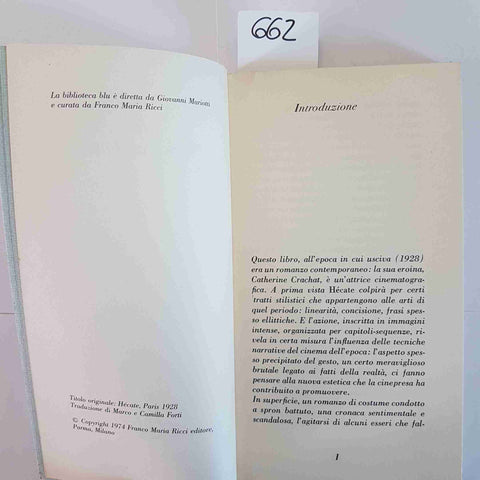 ECATE Pierre Jean Jouve FRANCO MARIA RICCI biblioteca blu 1974 romanzo