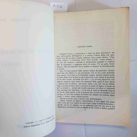 LA MORTE DI UN UOMO di GIUSEPPE JORIO 1956 PRIMA EDIZIONE romanzo